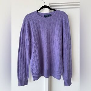 Polo Ralph Lauren Mens 100% Cashmere Cable Knit Purple Sweater
